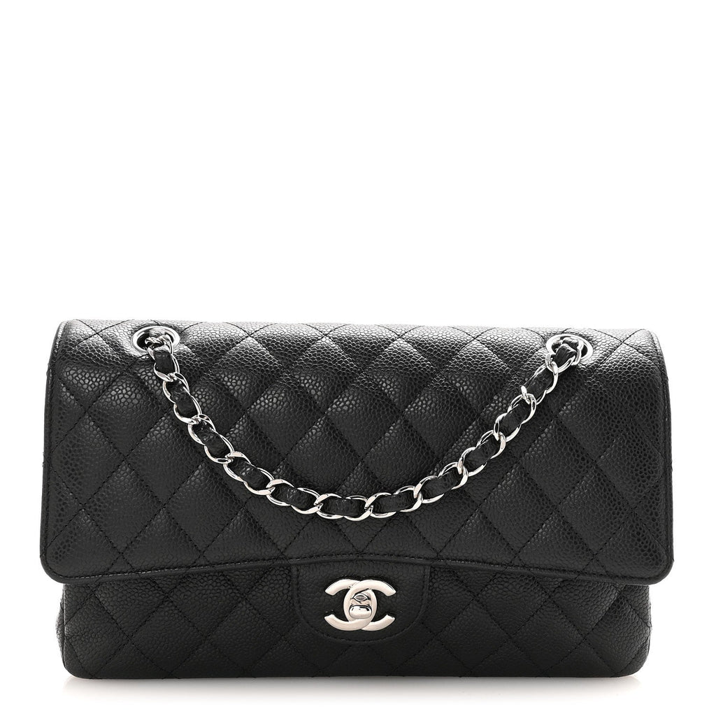 Caviar Quilted Medium Double Flap Black wholesalehk.shop