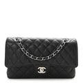 Caviar Quilted Medium Double Flap Black wholesalehk.shop