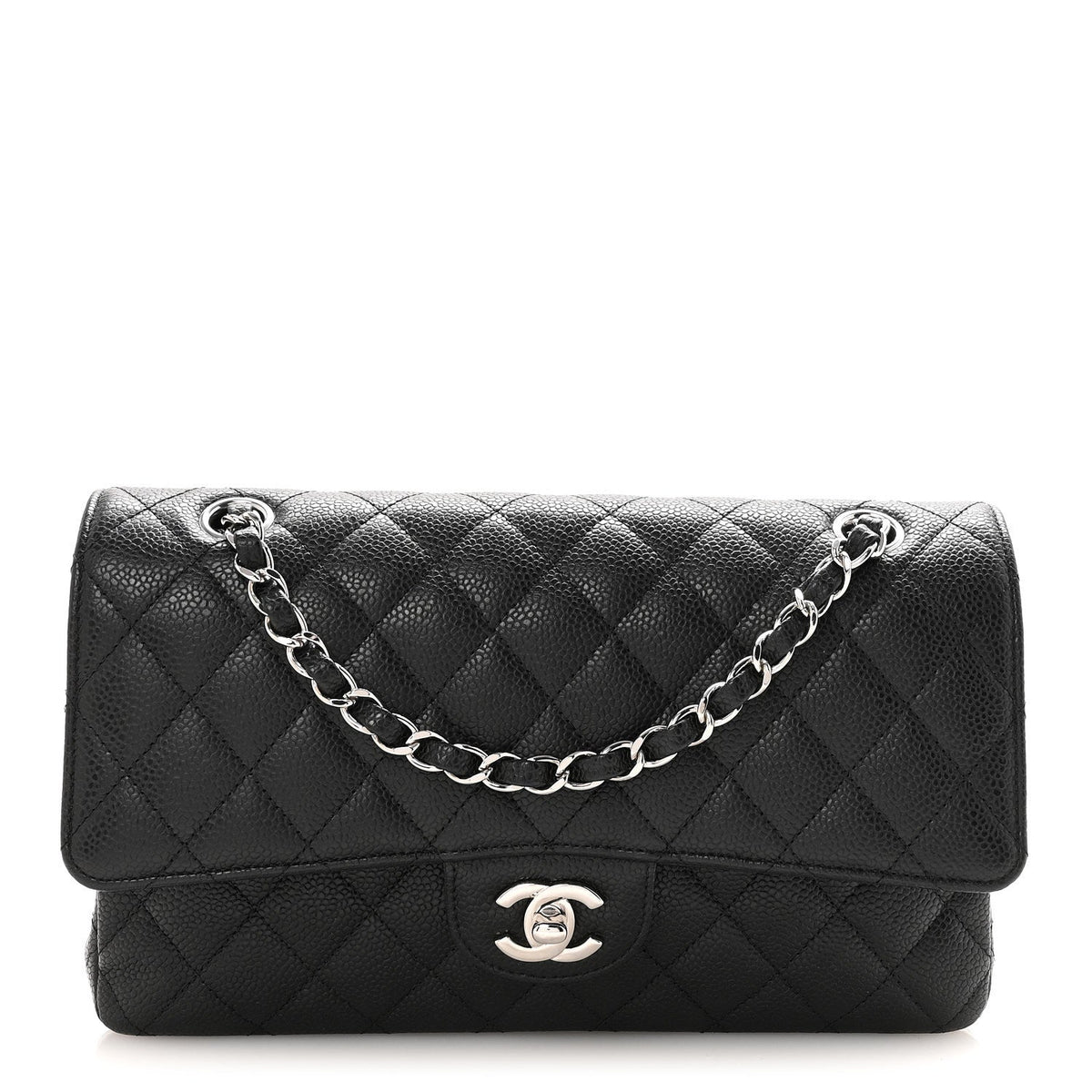 Caviar Quilted Medium Double Flap Black wholesalehk.shop
