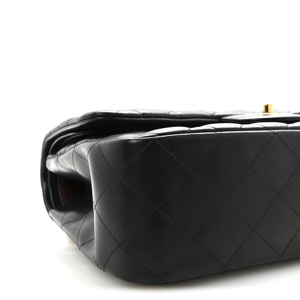 Lambskin Quilted Jumbo Double Flap  Black wholesalehk.shop
