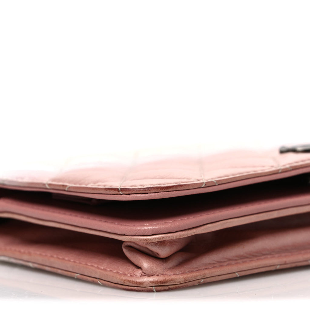 Ombre Patent Calfskin Quilted Wallet on Chain WOC Pink White wholesalehk.shop