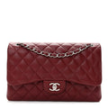 Caviar Quilted Jumbo Double Flap Burgundy wholesalehk.shop