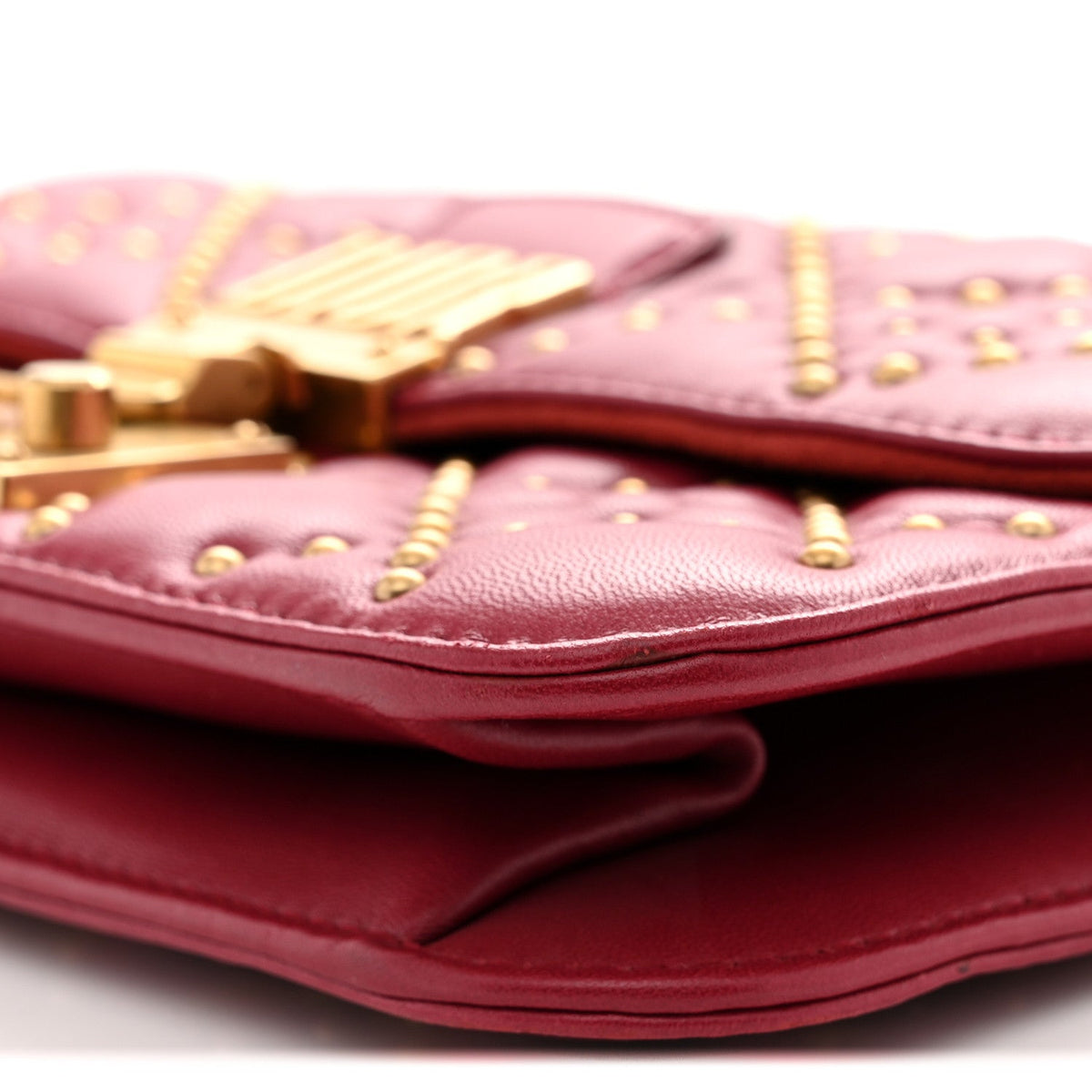 Lambskin Cannage Studded Small Dioraddict Flap Bag Red wholesalehk.shop