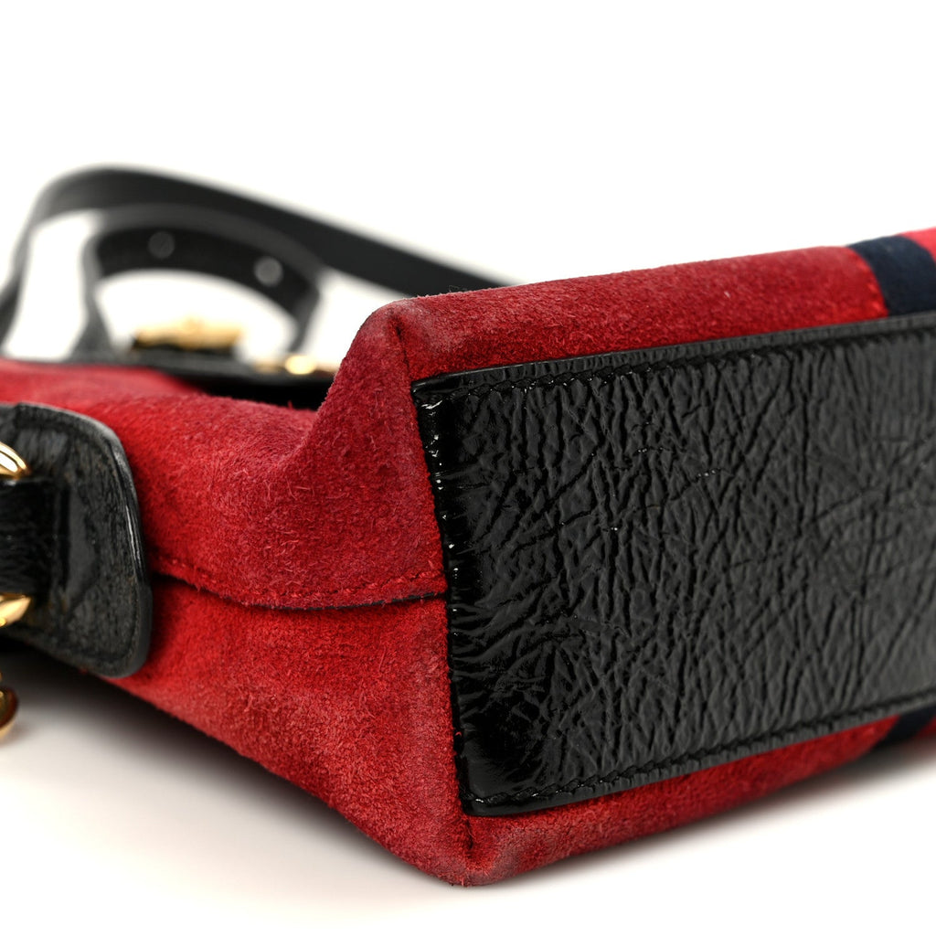Suede Patent Web GG Small Ophidia Dome Shoulder Bag Hibiscus Red wholesalehk.shop