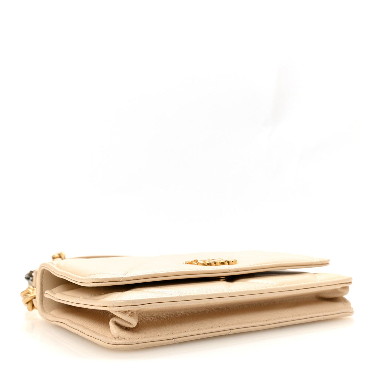 Lambskin Quilted Chanel 19 Wallet On Chain WOC Beige wholesalehk.shop