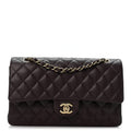 Caviar Quilted Medium Double Flap Dark Brown wholesalehk.shop