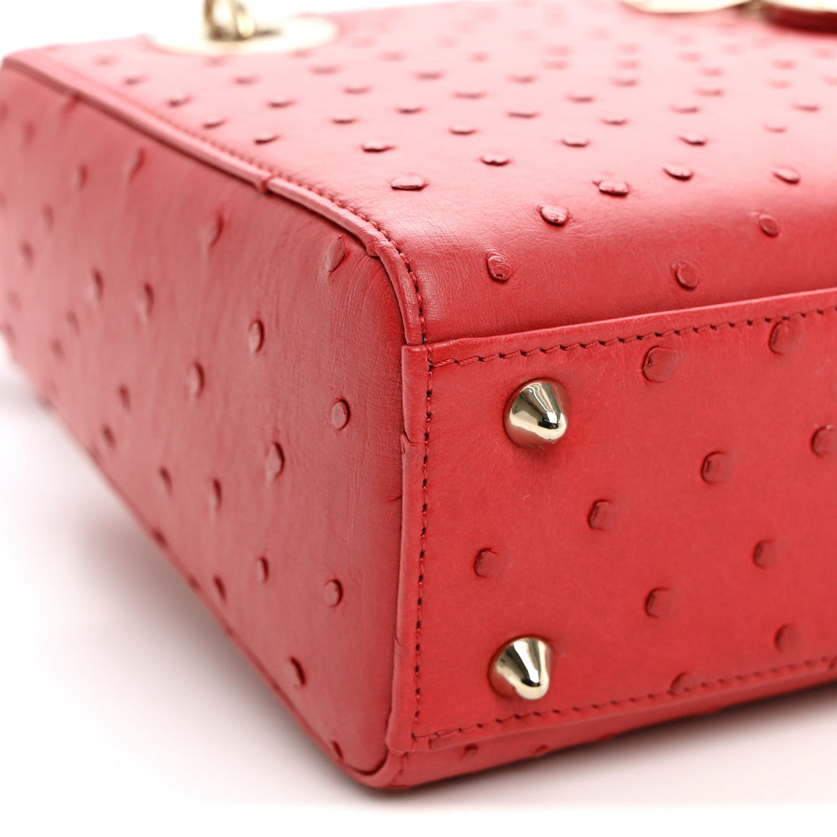 Ostrich Small Lady Dior Red wholesalehk.shop