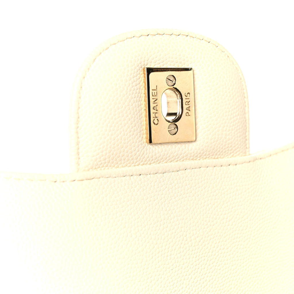 Caviar Quilted Jumbo Double Flap White wholesalehk.shop