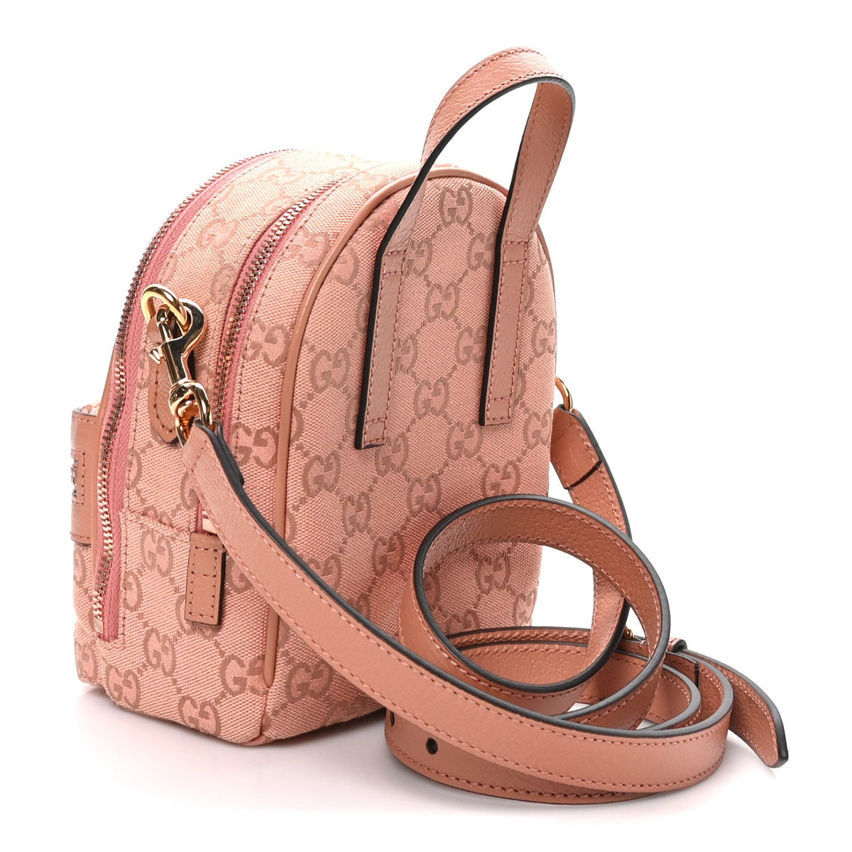 Monogram Textured Dollar Calfskin Mini Ophidia Crossbody Cloche Rose Pink wholesalehk.shop