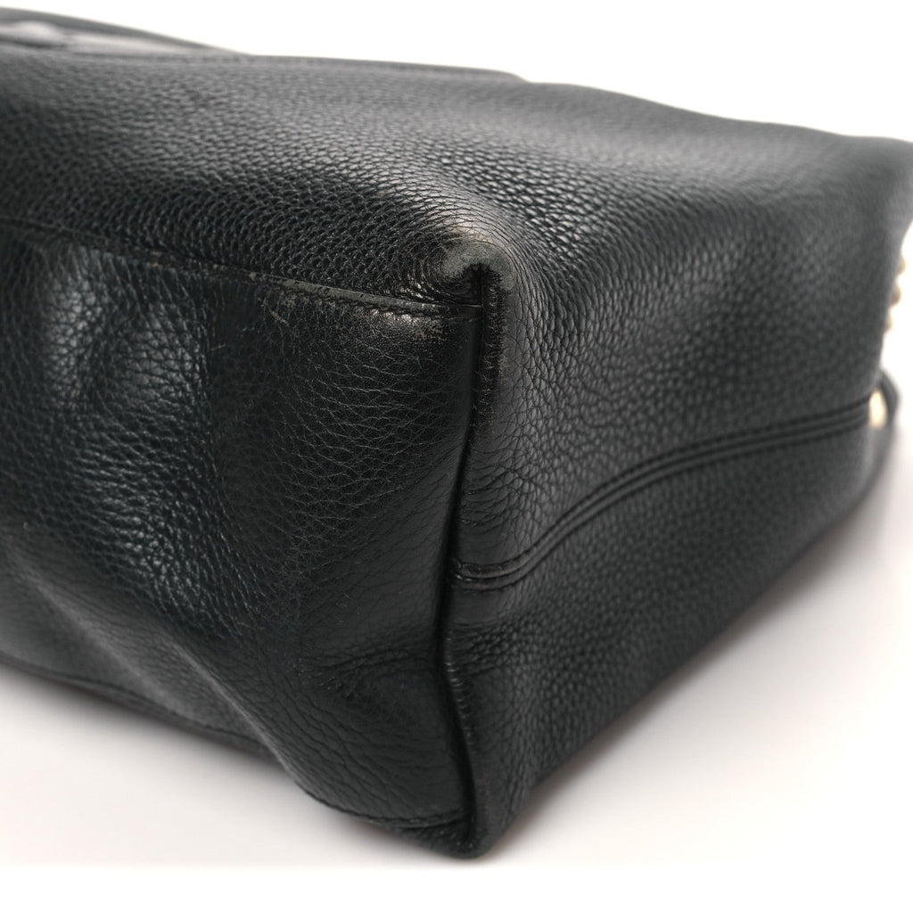 Pebbled Calfskin Medium Soho Chain Shoulder Bag Black wholesalehk.shop