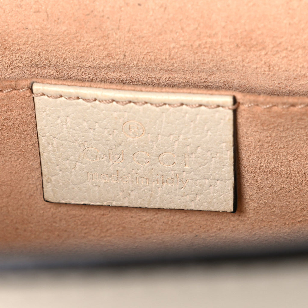 Textured Calfskin Web Small Ophidia Chain Shoulder Bag Mystic White wholesalehk.shop