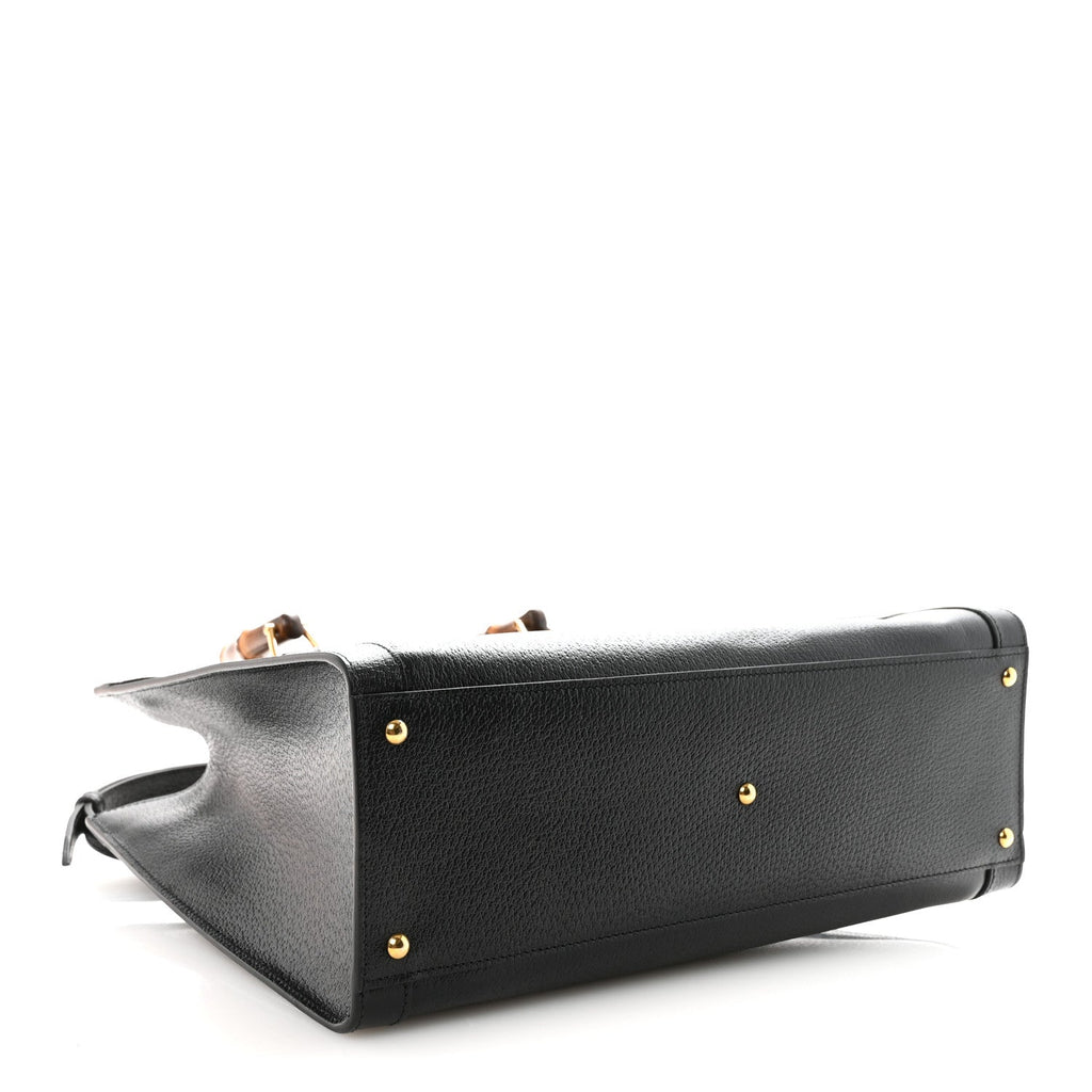 Textured Dollar Calfskin Web Medium Diana Tote Bag Black Dusty Grey wholesalehk.shop