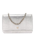Calfskin Lizard Embossed Wallet on Chain WOC Silver wholesalehk.shop
