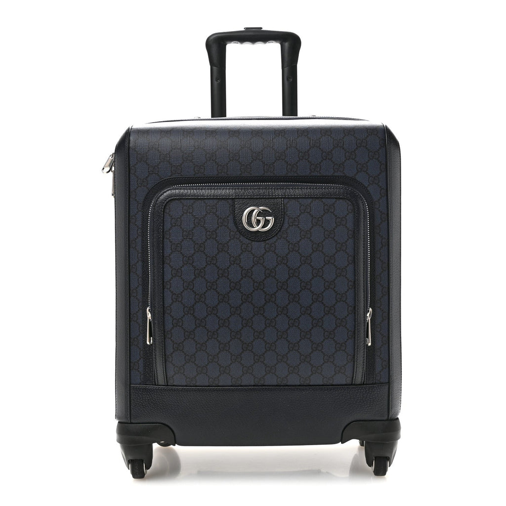 GG Supreme Monogram Textured Dollar Calfskin Web Ophidia Small Savoy Cabin Trolley Black Blue wholesalehk.shop