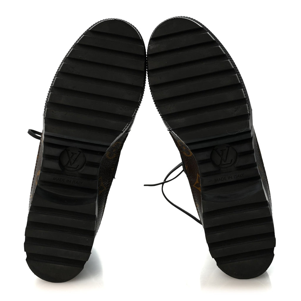 Suede Calfskin Monogram Laureate Platform Desert Boots 36.5 Black £¨ Direct shipment via from wholesalehk.shop