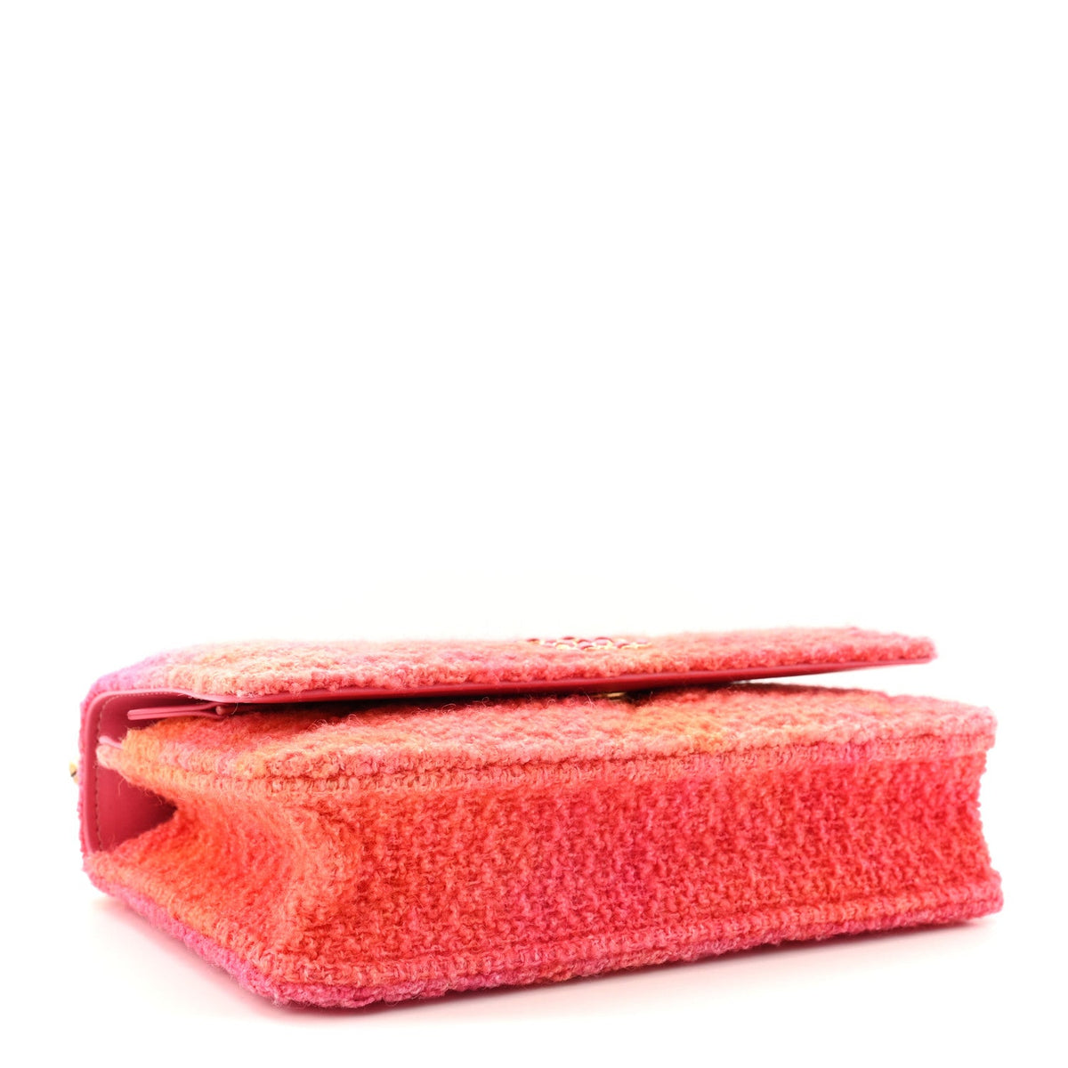 Wool Tweed Lambskin Quilted Chanel 19 Wallet On Chain WOC Coral Pink wholesalehk.shop