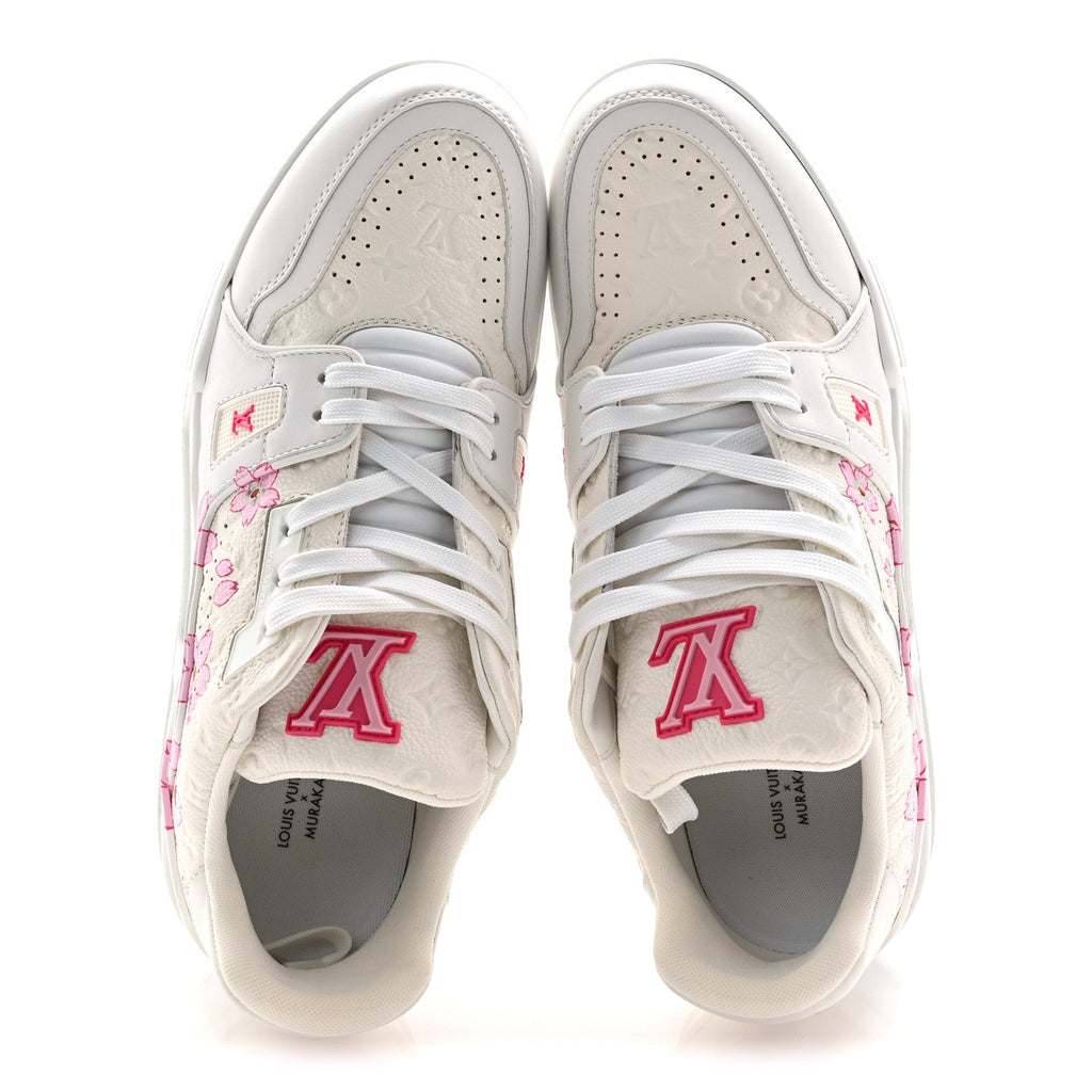 LV X TM Embossed Monogram Cherry Blossom LV Trainer Sneakers 41 White £¨ Direct shipment via from wholesalehk.shop