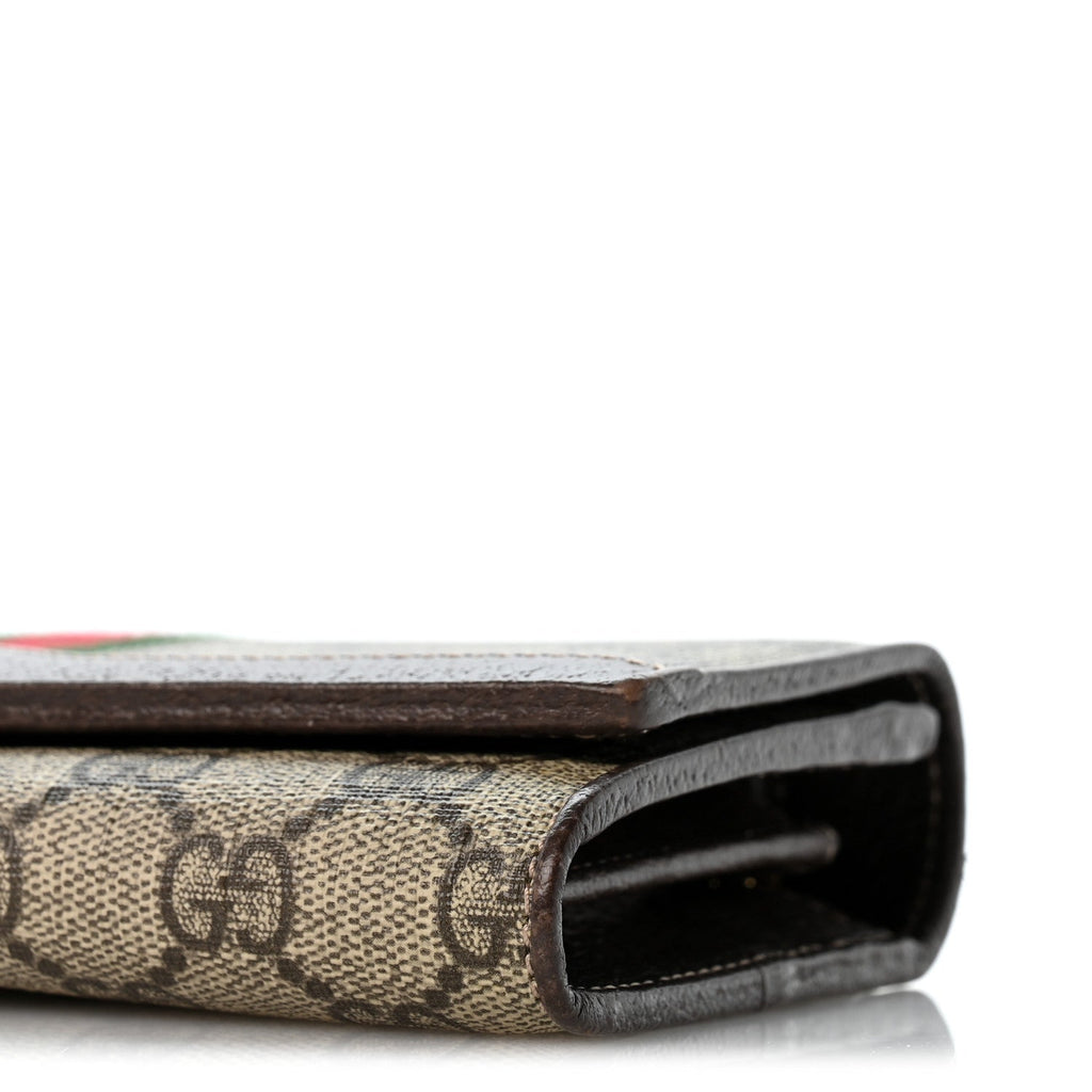 GG Supreme Monogram Web Ophidia Wallet On Chain Brown wholesalehk.shop