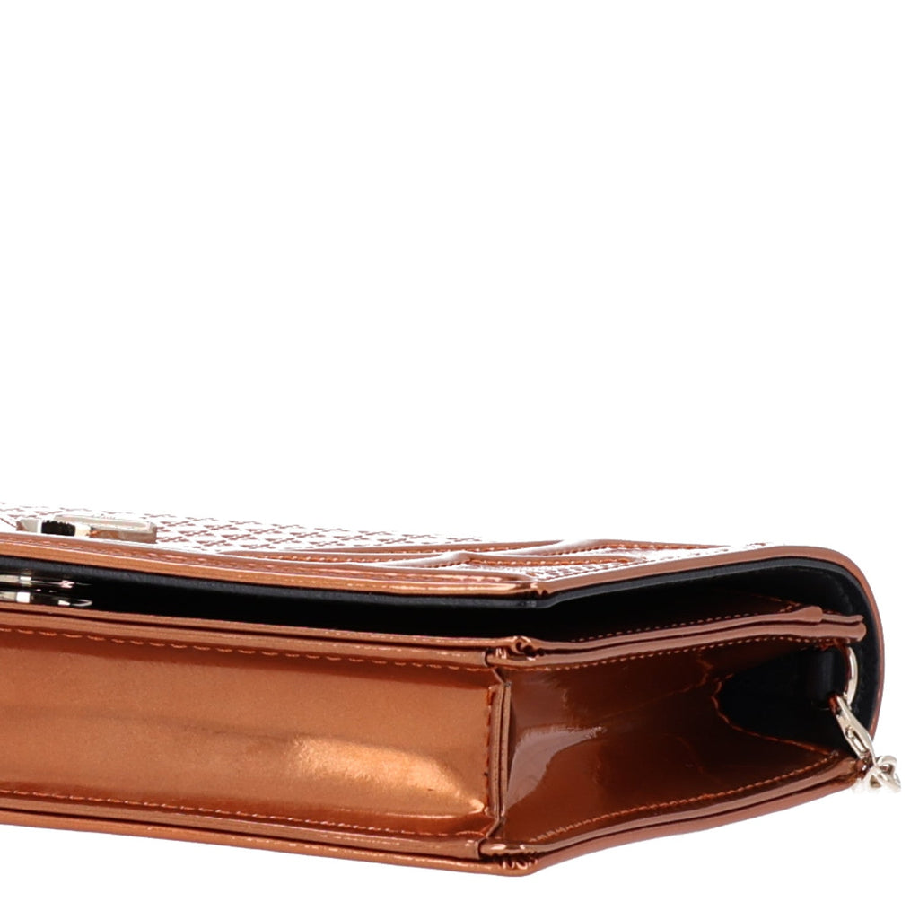 Metallic Patent Micro-Cannage Diorama Wallet on Chain Pouch Orange ¡§ Direct shipment via from wholesalehk.shop