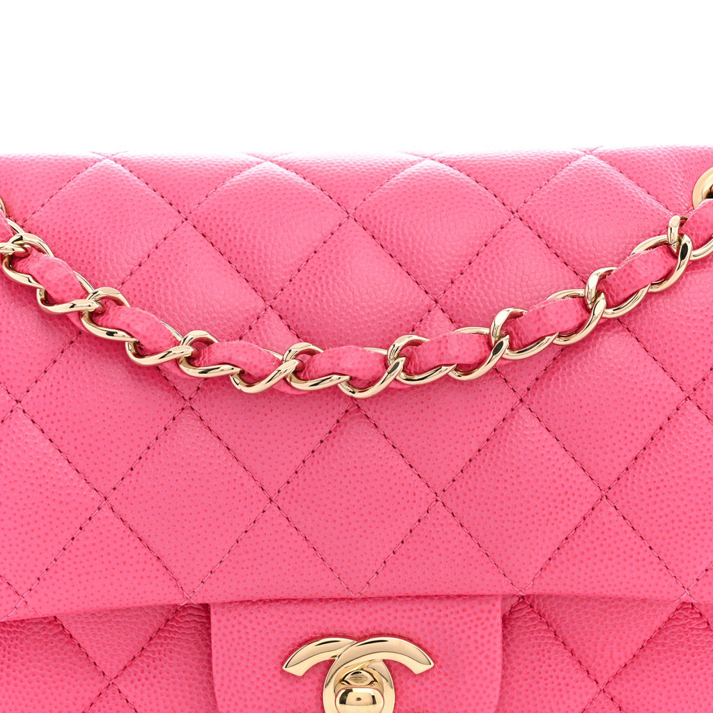 Caviar Quilted Small Double Flap Pink wholesalehk.shop