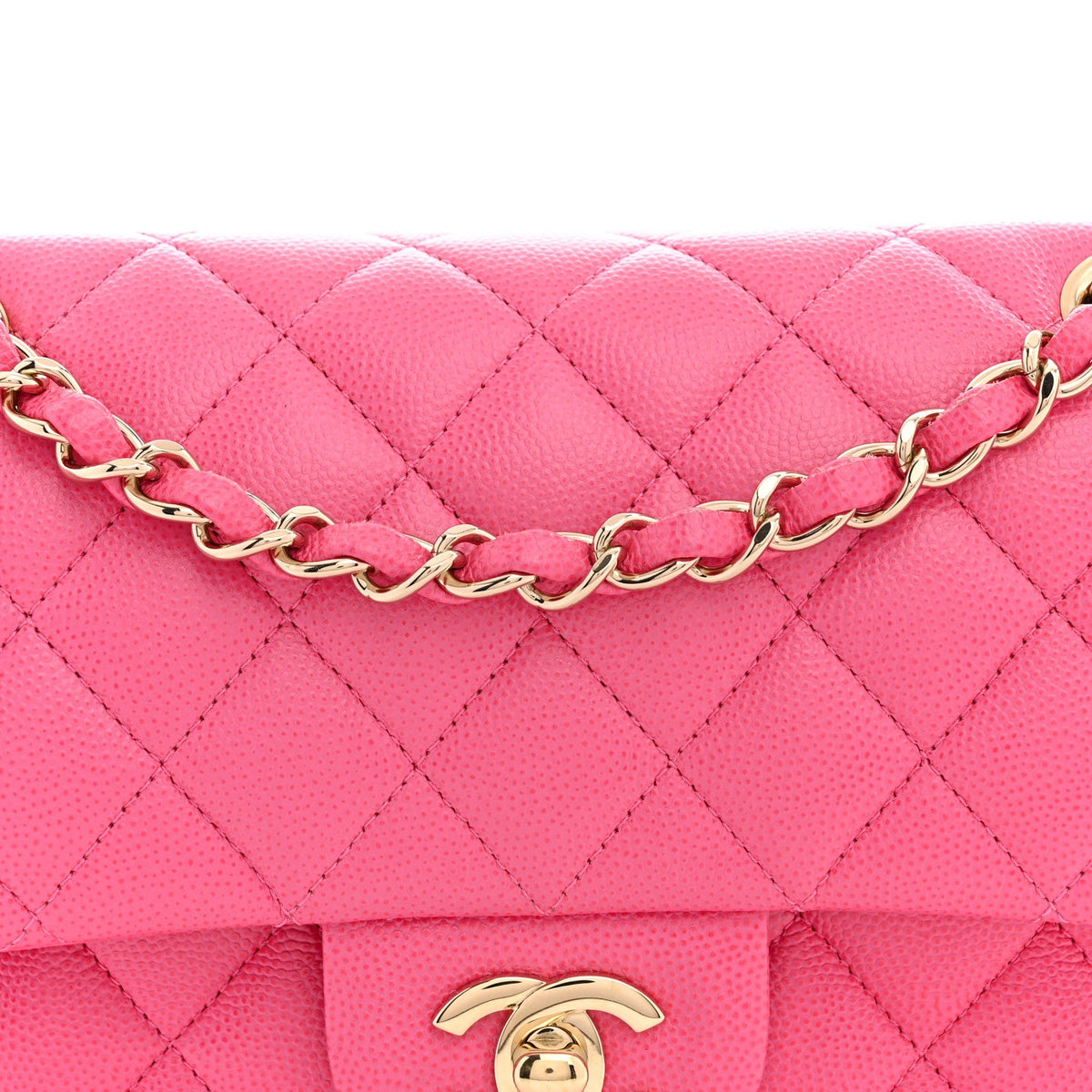 Caviar Quilted Small Double Flap Pink wholesalehk.shop