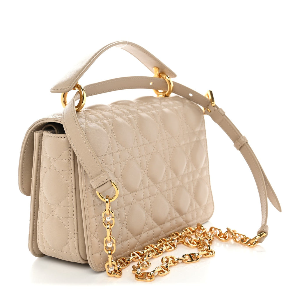Calfskin Cannage Small Jolie Top Handle Bag Powder Beige wholesalehk.shop
