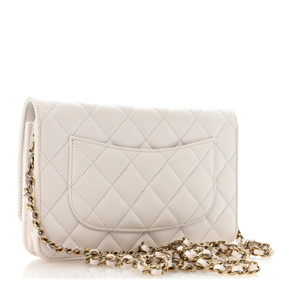 Caviar Quilted CC Turnlock Wallet On Chain WOC White wholesalehk.shop