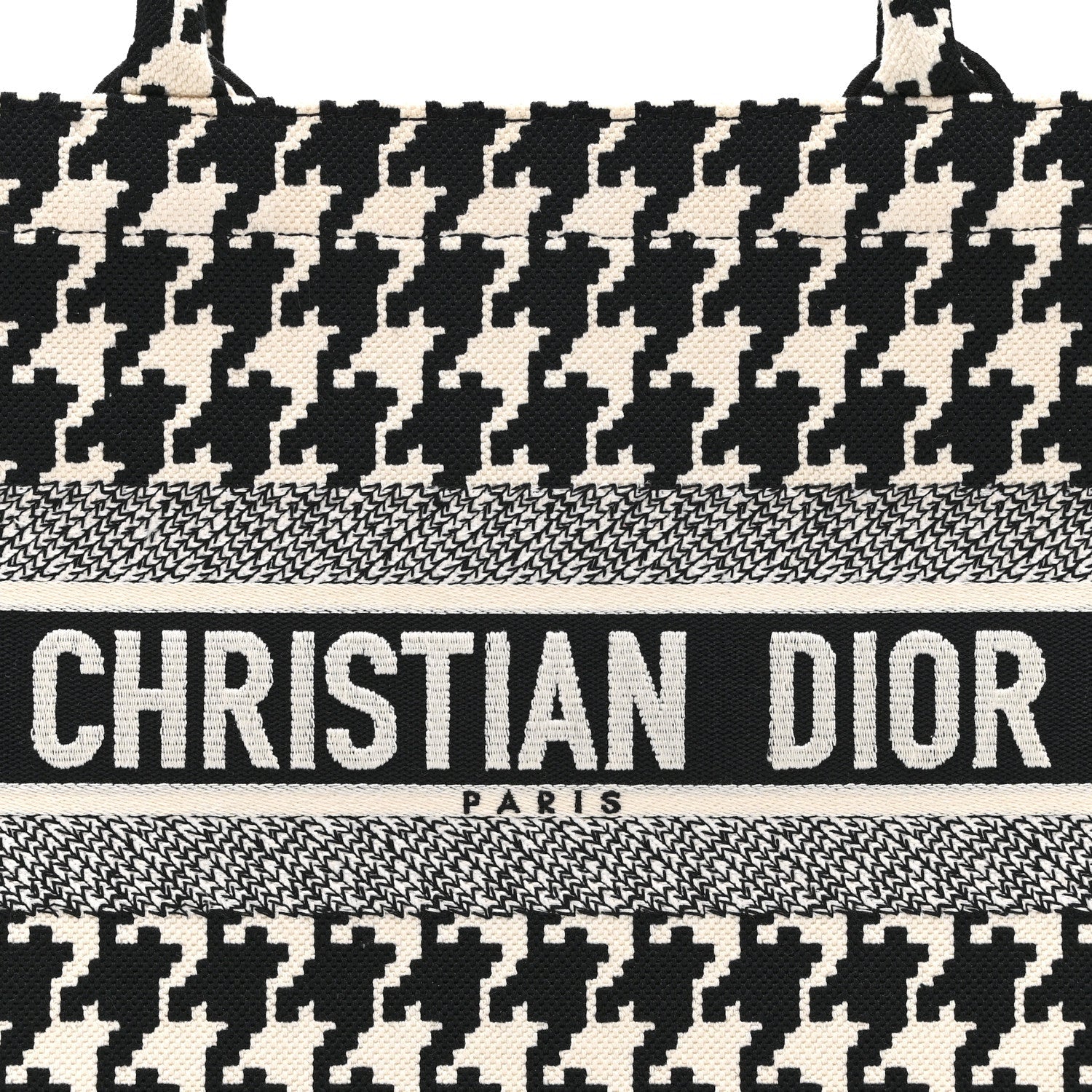 Canvas Houndstooth Embroidered Medium Book Tote Black White £¨ Direct shipment via from wholesalehk.shop