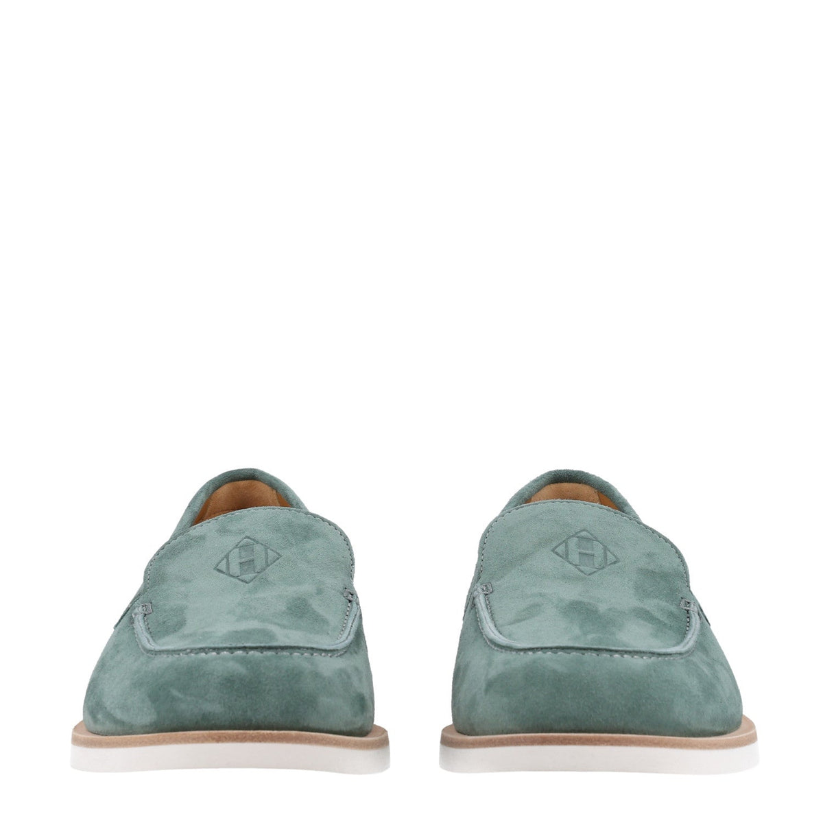 Suede Calfskin Womens Low Loafers 38 Vert Cedre wholesalehk.shop