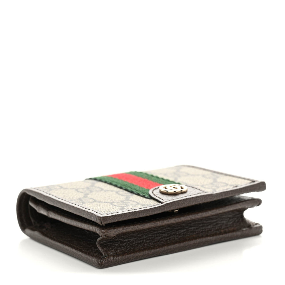 GG Supreme Monogram Web Ophidia Small Wallet Beige Dark Brown wholesalehk.shop
