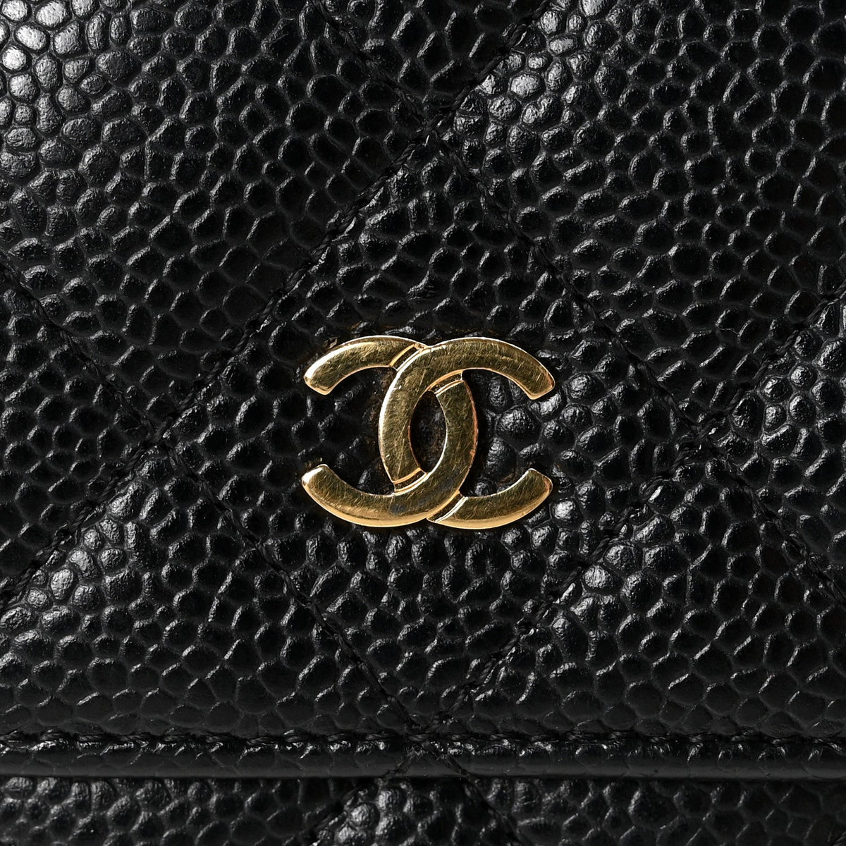 Caviar Quilted Wallet On Chain WOC Black wholesalehk.shop