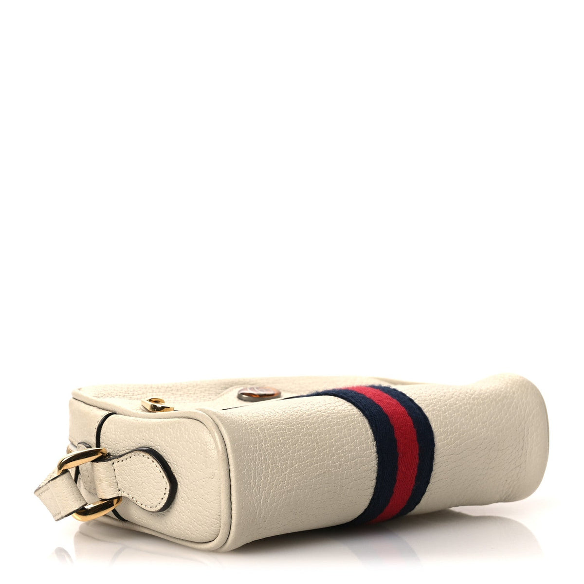 Textured Dollar Calfskin Web Mini Ophidia Shoulder Bag Mystic White wholesalehk.shop