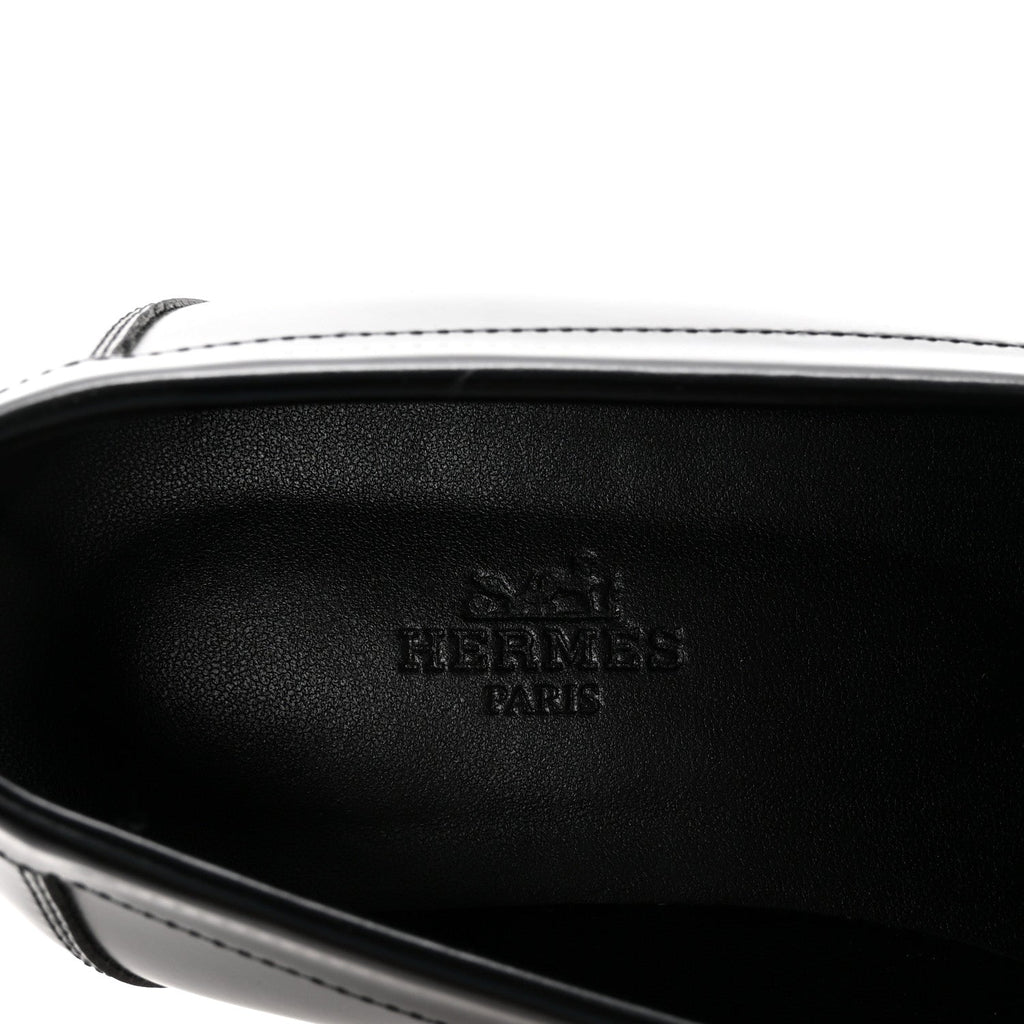 Glazed Calfskin Womens Faubourg Loafers 37 Black wholesalehk.shop