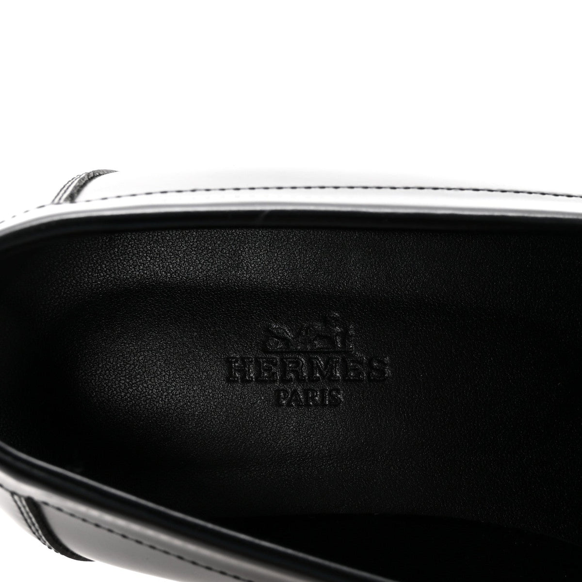 Glazed Calfskin Womens Faubourg Loafers 37 Black wholesalehk.shop