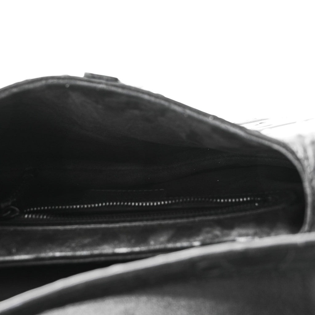 Calfskin Embossed Oblique Saddle Bag With Strap Black wholesalehk.shop