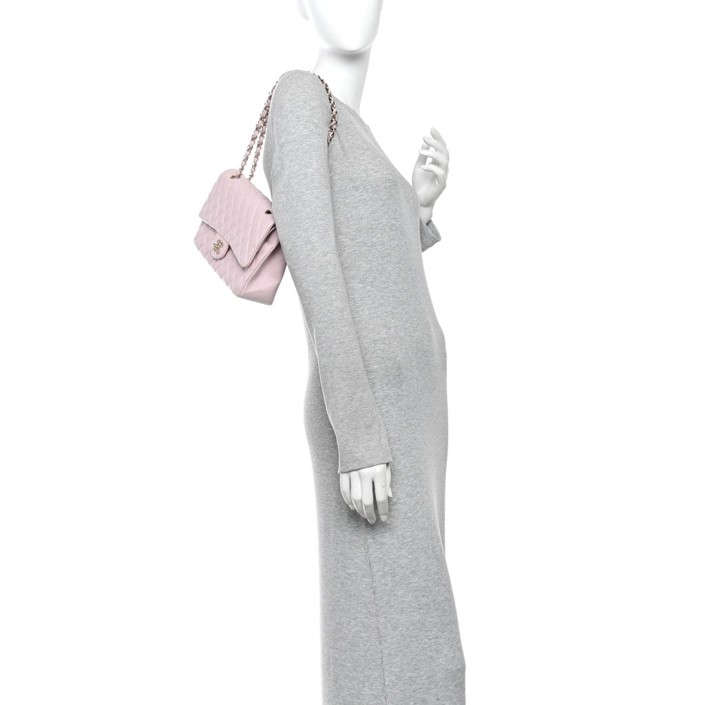 Caviar Quilted Medium Double Flap Light Pink wholesalehk.shop