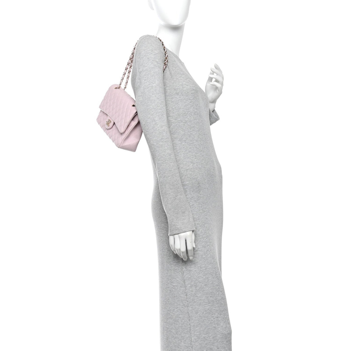 Caviar Quilted Medium Double Flap Light Pink wholesalehk.shop
