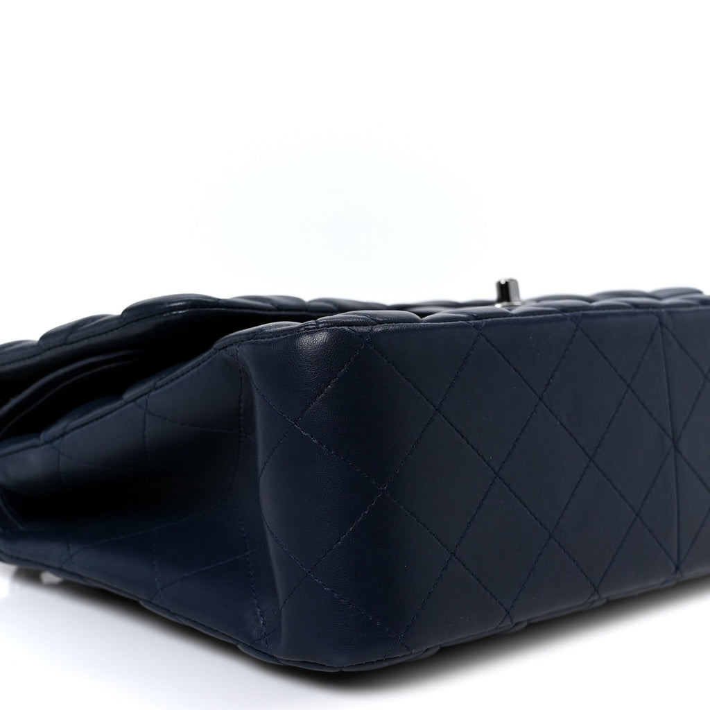 Lambskin Quilted Jumbo Double Flap Navy wholesalehk.shop