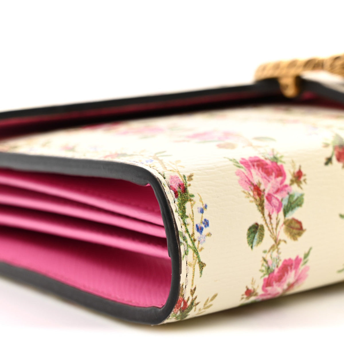 Calfskin Floral Print Mini Dionysus Chain Wallet Ivory Pink wholesalehk.shop