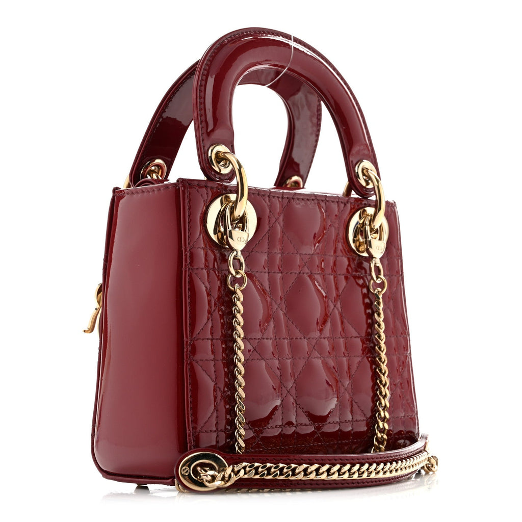 Patent Cannage Mini Lady Dior Red wholesalehk.shop