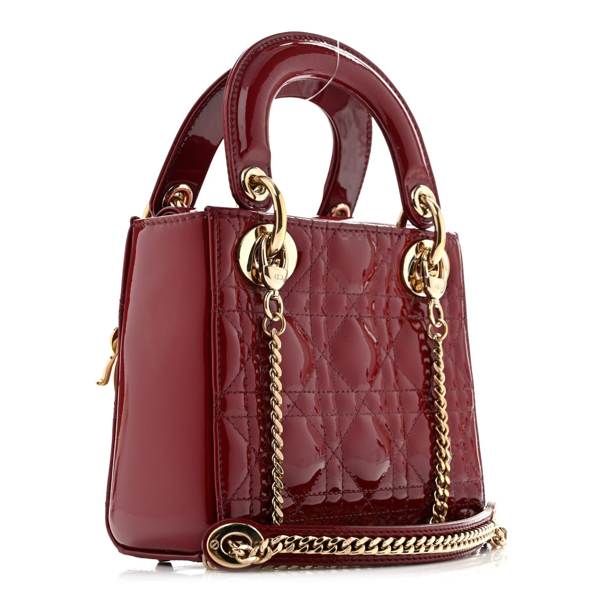 Patent Cannage Mini Lady Dior Red wholesalehk.shop