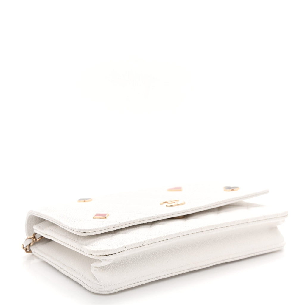 Caviar Quilted Enamel Coco Casino Wallet On Chain WOC White wholesalehk.shop