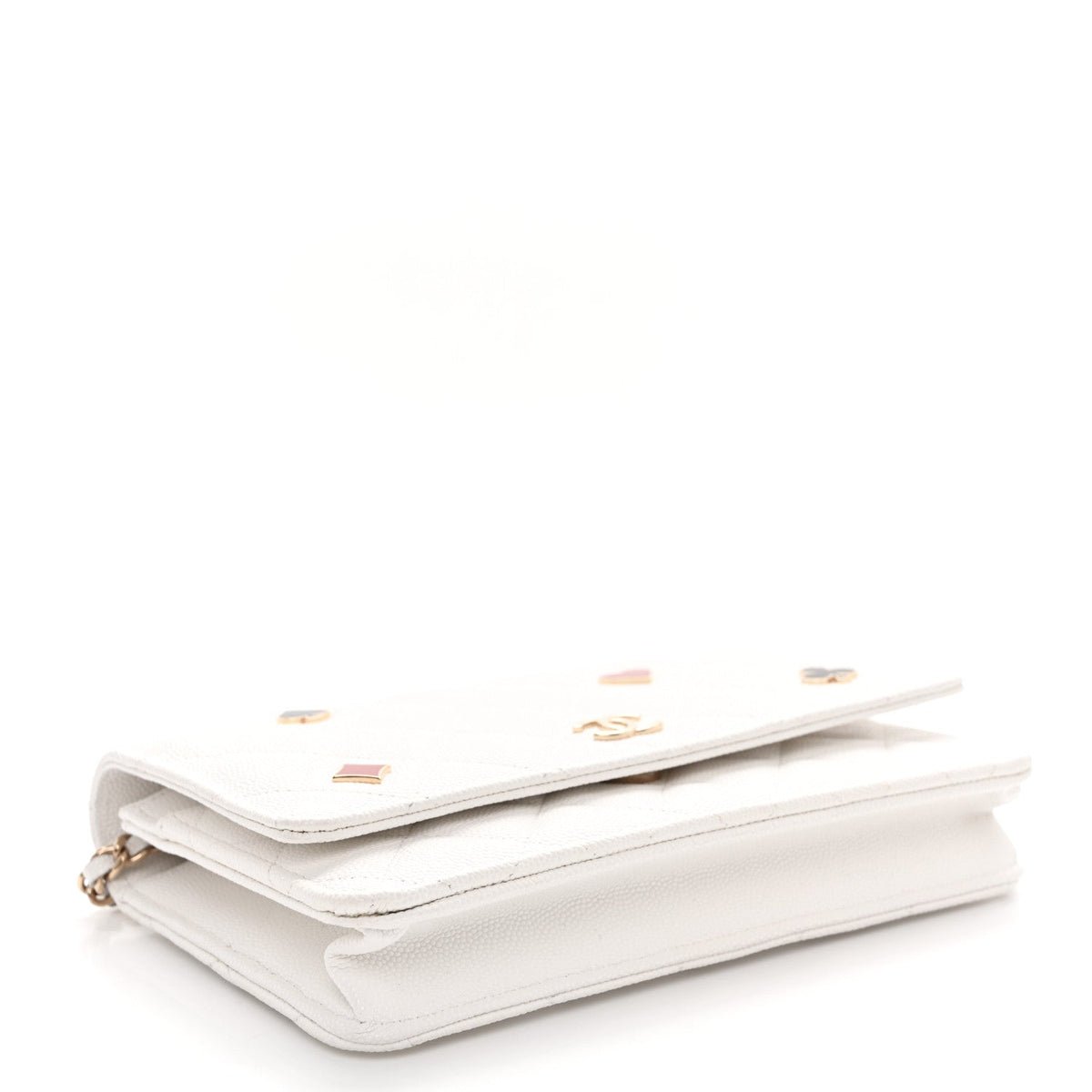 Caviar Quilted Enamel Coco Casino Wallet On Chain WOC White wholesalehk.shop