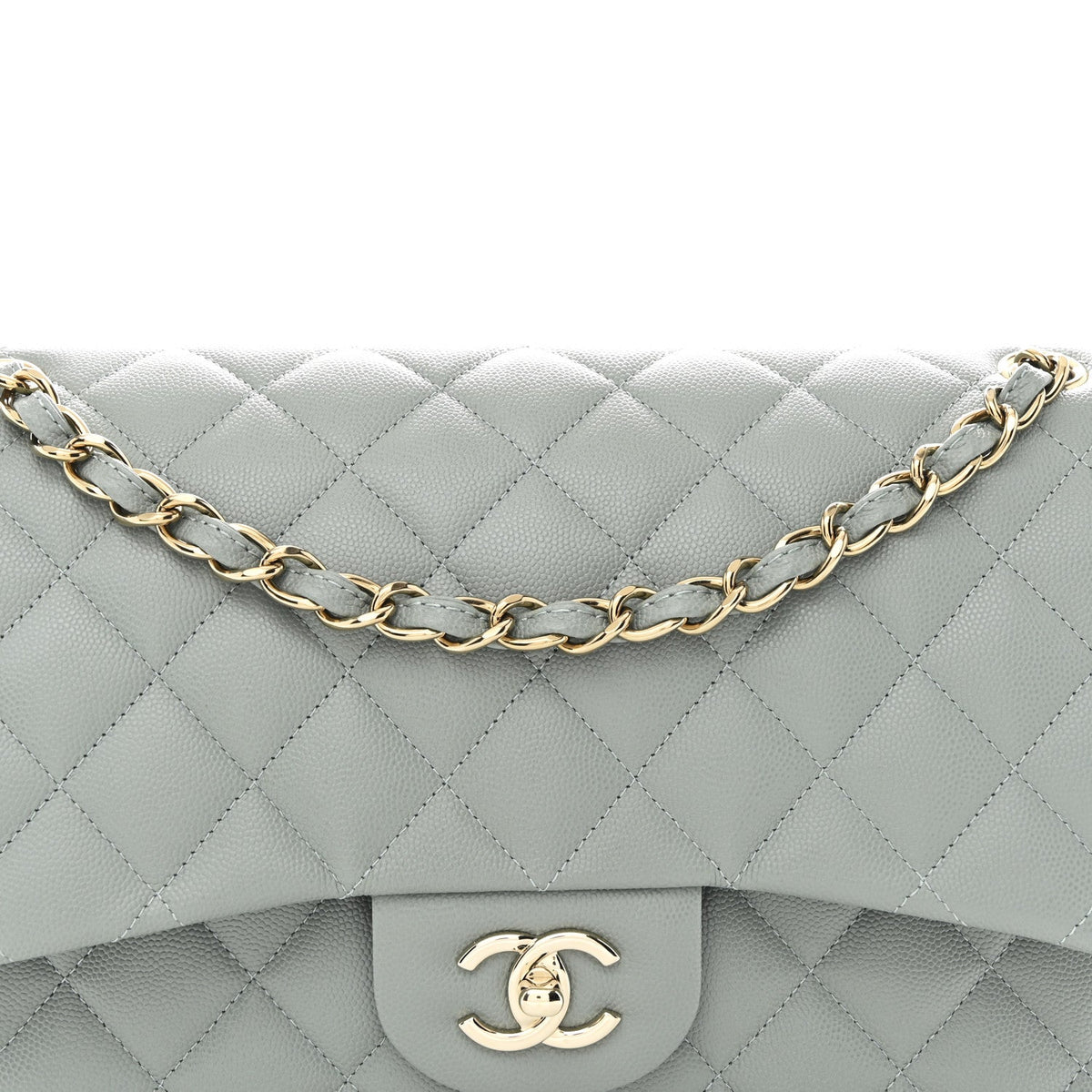 Caviar Quilted Jumbo Double Flap Light Blue wholesalehk.shop