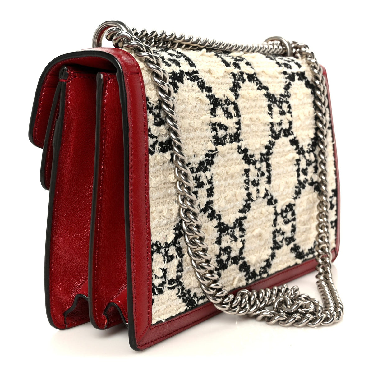 Tweed GG Monogram Small Dionysus Shoulder Bag White Black Romantic Cherry wholesalehk.shop