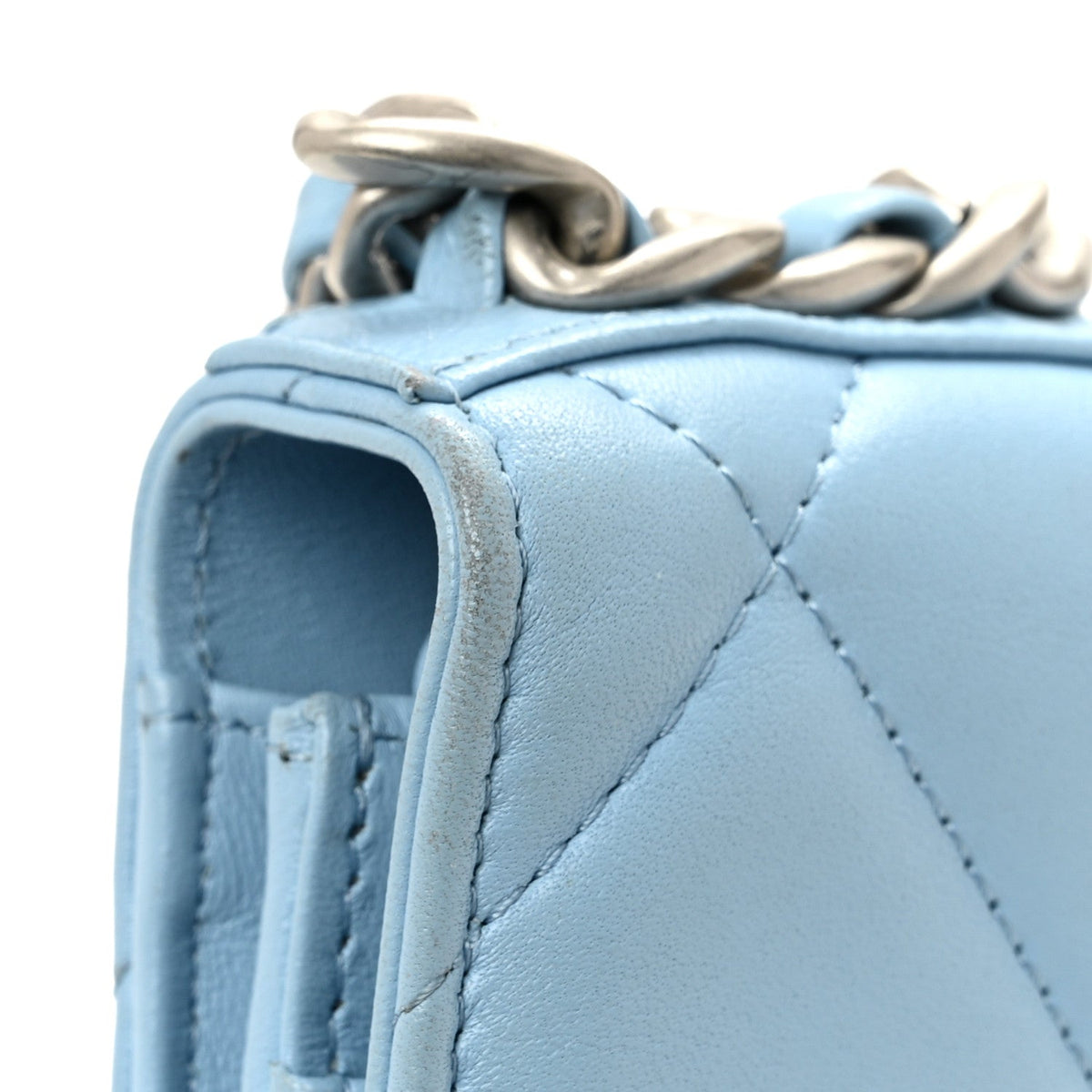 Lambskin Quilted Chanel 19 Wallet On Chain WOC Light Blue wholesalehk.shop