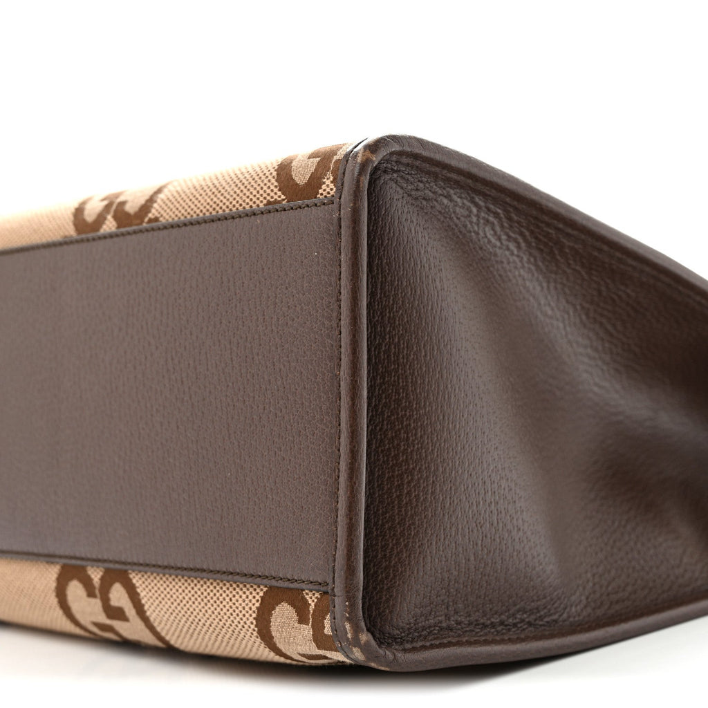 Monogram Jumbo GG Textured Dollar Calfskin Web Tote Bag Camel Ebony New Acero wholesalehk.shop