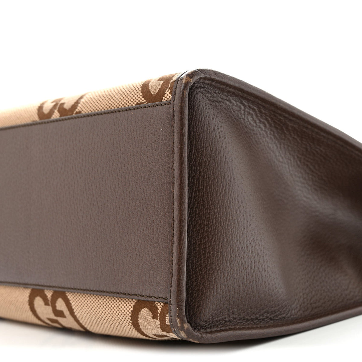 Monogram Jumbo GG Textured Dollar Calfskin Web Tote Bag Camel Ebony New Acero wholesalehk.shop