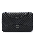Lambskin Chevron Quilted Jumbo Double Flap  So Black wholesalehk.shop