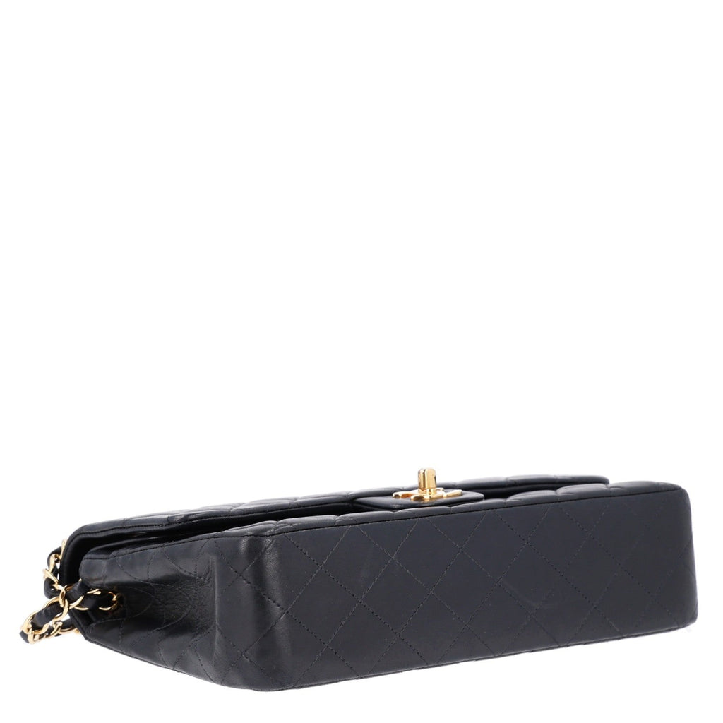 Lambskin Quilted Medium Double Flap Black wholesalehk.shop